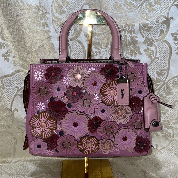 Coach Handbags - Coach Tea Rose Embellished Rogue 25 in Dusty Rose